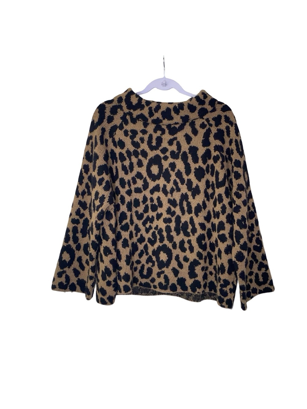 Kate Spade ALPACA Leopard Print Mock Neck Pullover Sweater - Plus Size XXL - Picture 2 of 5